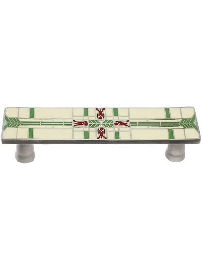 3 inch cc Prairie Tulips Pull in Antique Pewter/Spring Green.